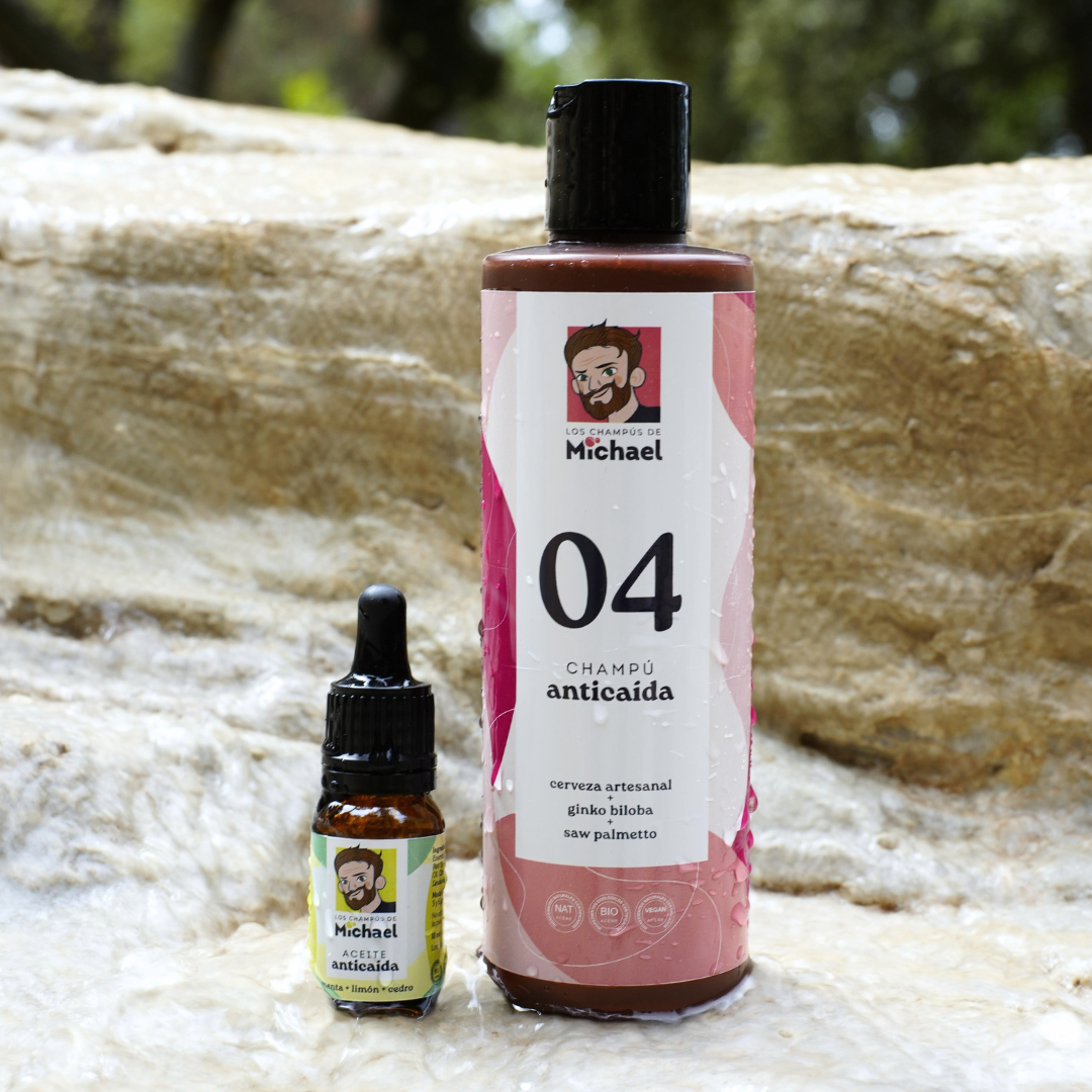 Pack anticaída con champú 04 y aceite anticaída - Los Consejos de Michael