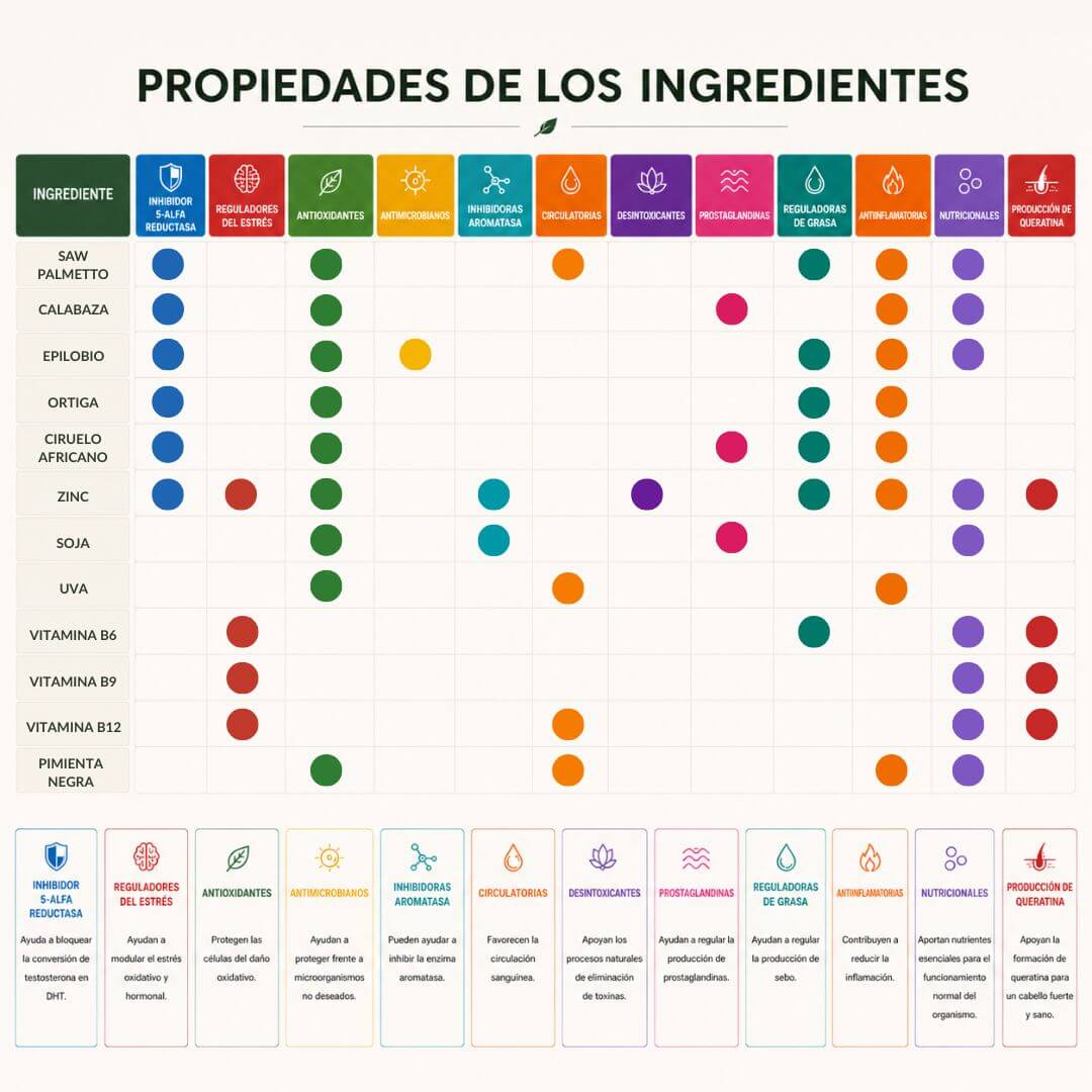 propiedades complemento anticaída alopecia saw palmetto los consejos de michael