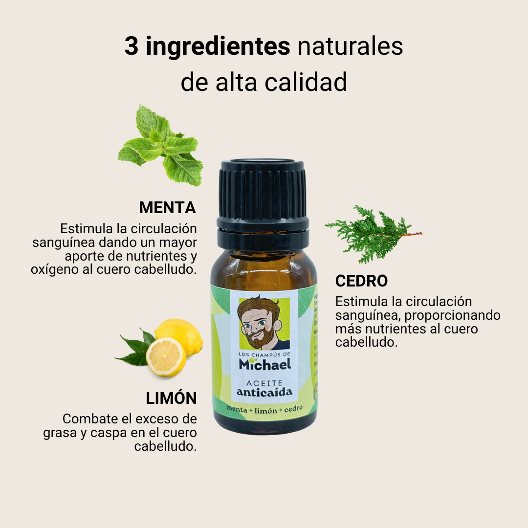 Ingredientes aceite anticaída Los Champús de Michael - Los Consejos de Michael