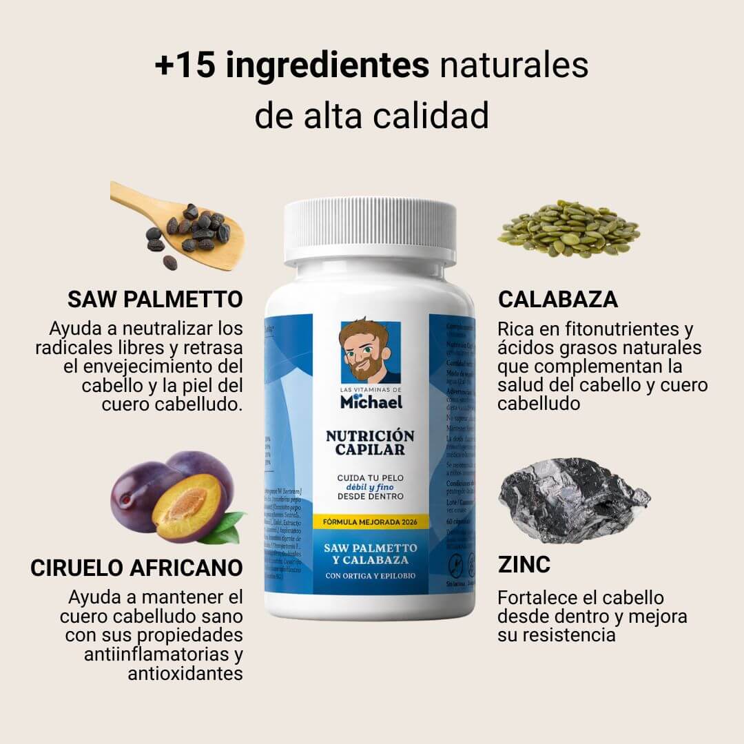 Anticaída mejorado con saw palmetto, calabaza, epilobio y ciruelo africano