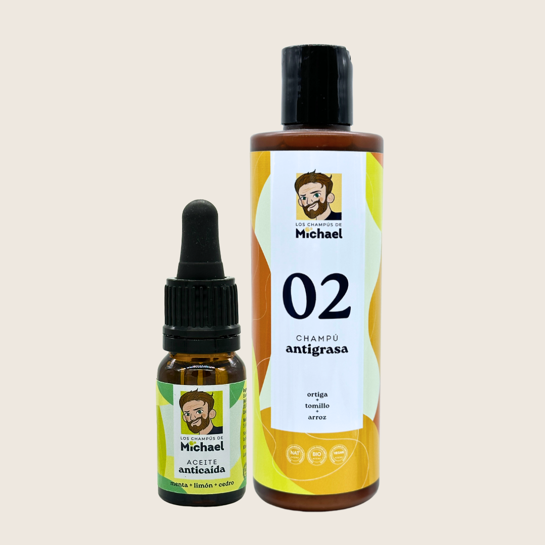 Pack champú 02 antigrasa + aceite anticaída - Los Consejos de Michael