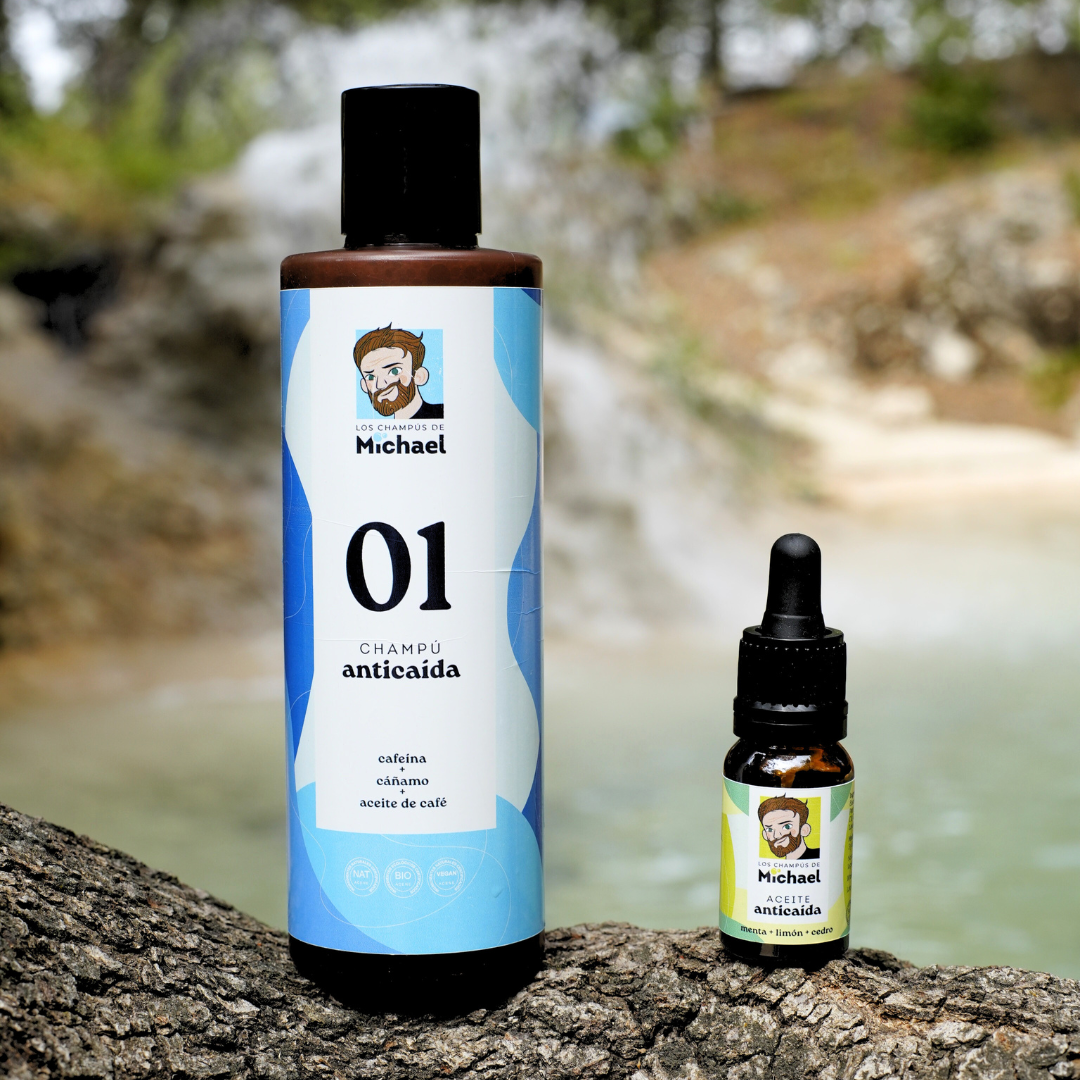 Pack anticaída con champú 01 y aceite anticaída - Los Consejos de Michael
